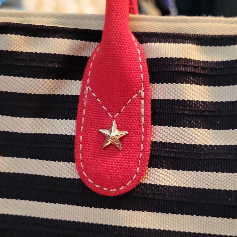 Liz Claiborne Nautical Themed Red & Black Striped Tote Bag, 13.5×11.5×6.5, EUC - Picture 6 of 8